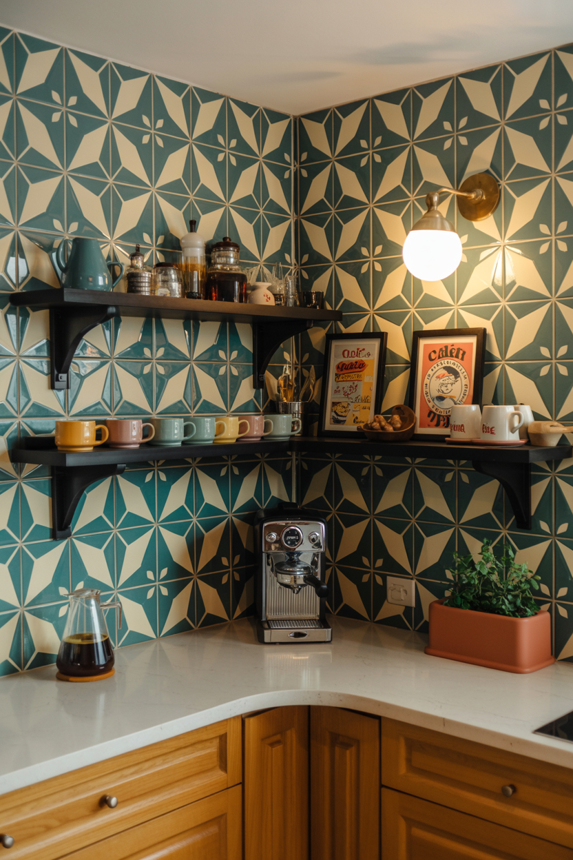 kitchen bar with shelves
