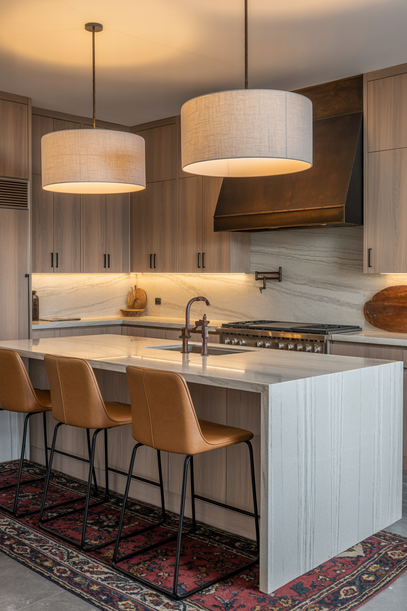 Oak-and-Ivory Chef’s Kitchen With Soft Metals 