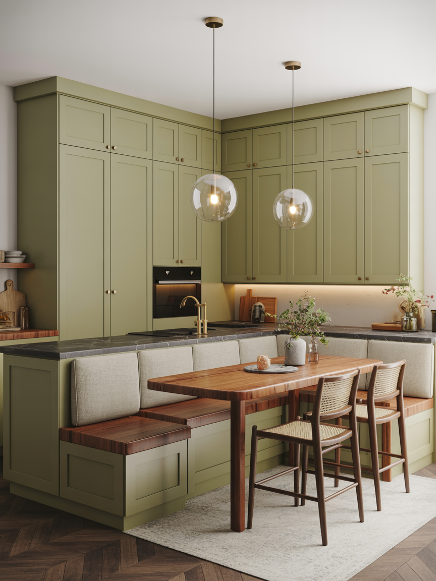 The Social L-Shaped Island With Banquette Nook