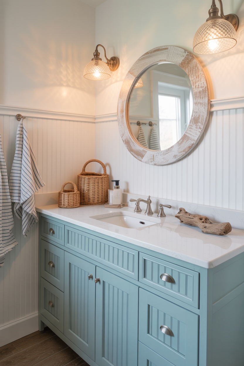 Coastal Cottage With Beadboard and Blue