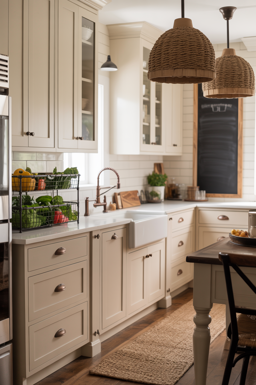 Modern Farmhouse Pantry Chic: Creamy Neutrals and Rustic Metals