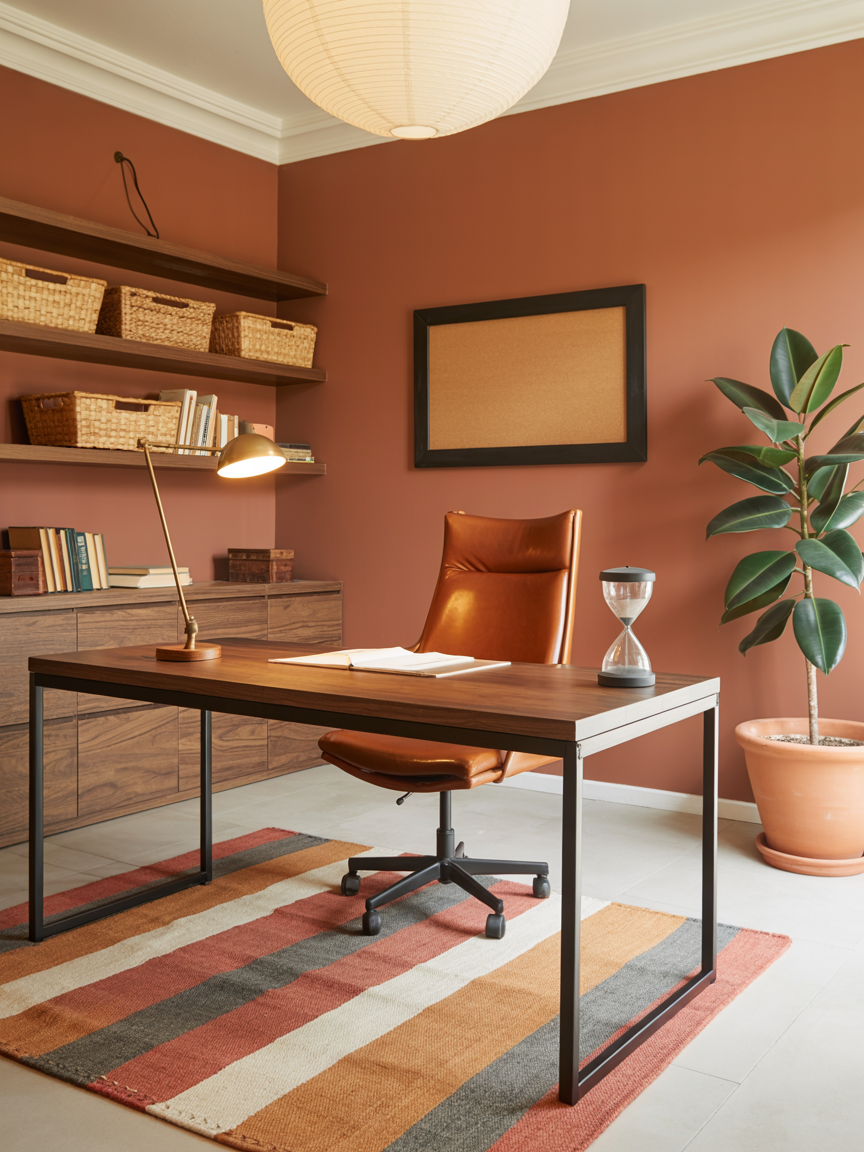 Terracotta Home Office With Creative Energy