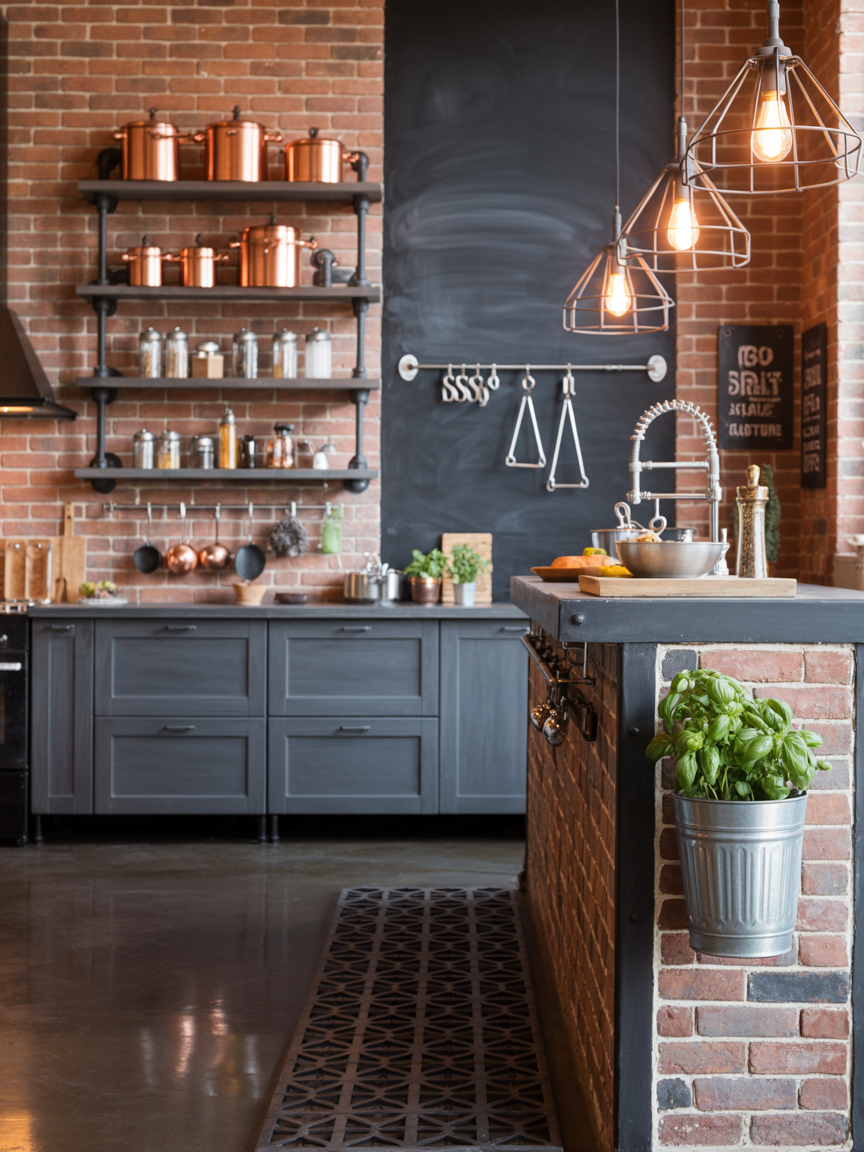 Urban Industrial Loft: Steel, Brick, and Statement Lighting
