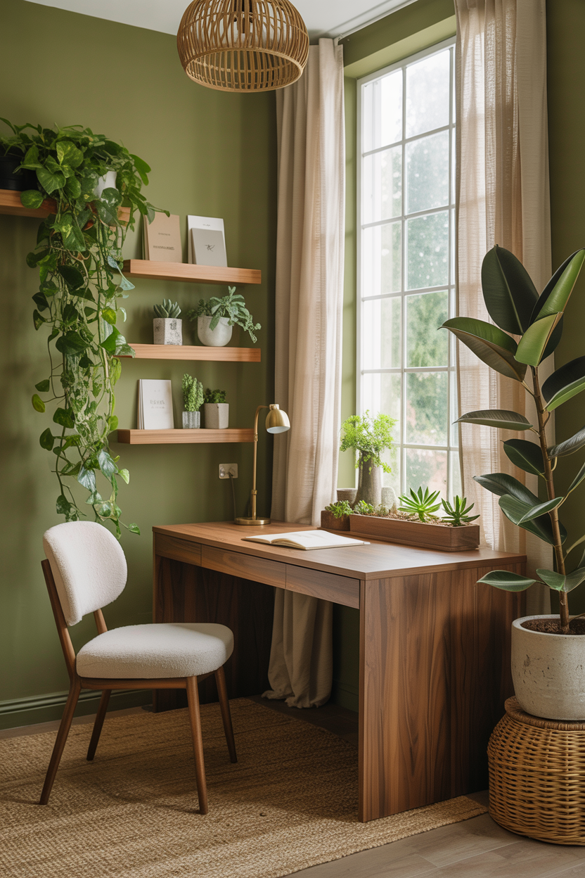 Biophilic Retreat with Earthy Greens