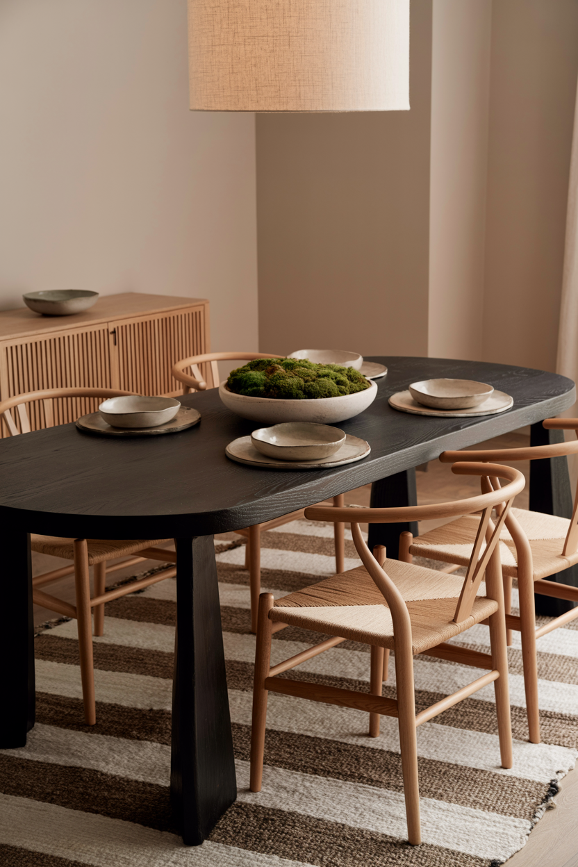 Japandi Dining Room With Organic Contrast