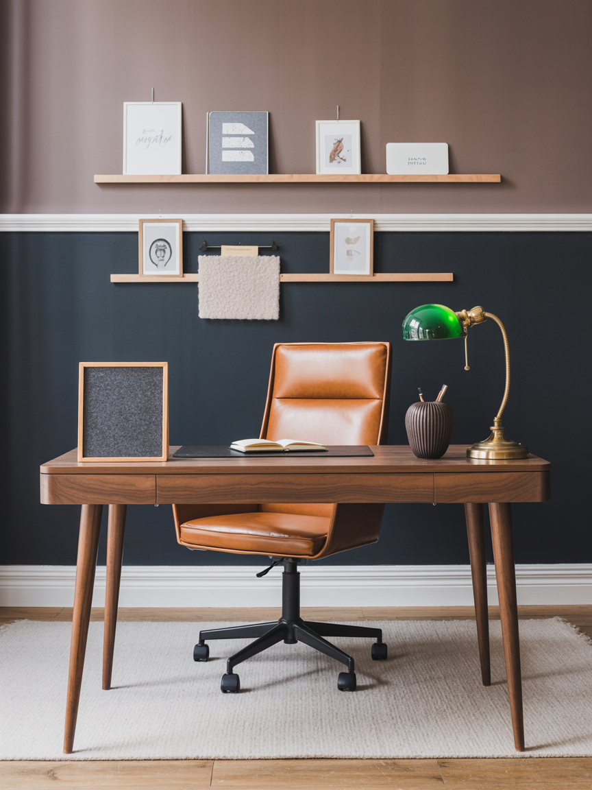 Moody Home Office With High-Contrast Graphic Moments