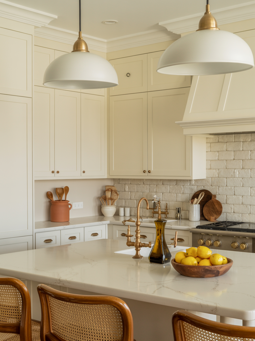 Warm White Kitchen With Natural Layers