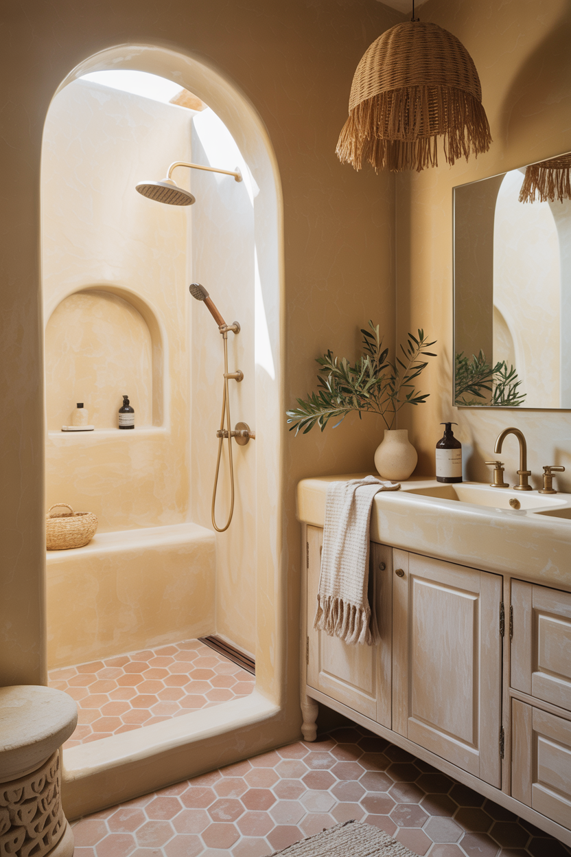 sun bleached Mediterranean bathroom