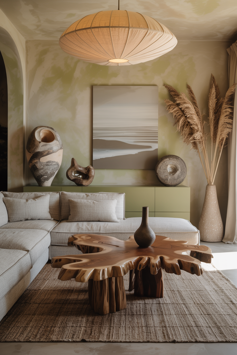 Living room with modern sofa arrangement