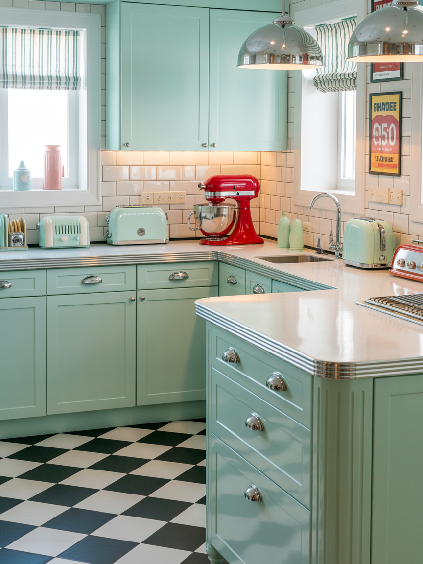 Retro Revival: Mint, Checkerboard, and Chrome