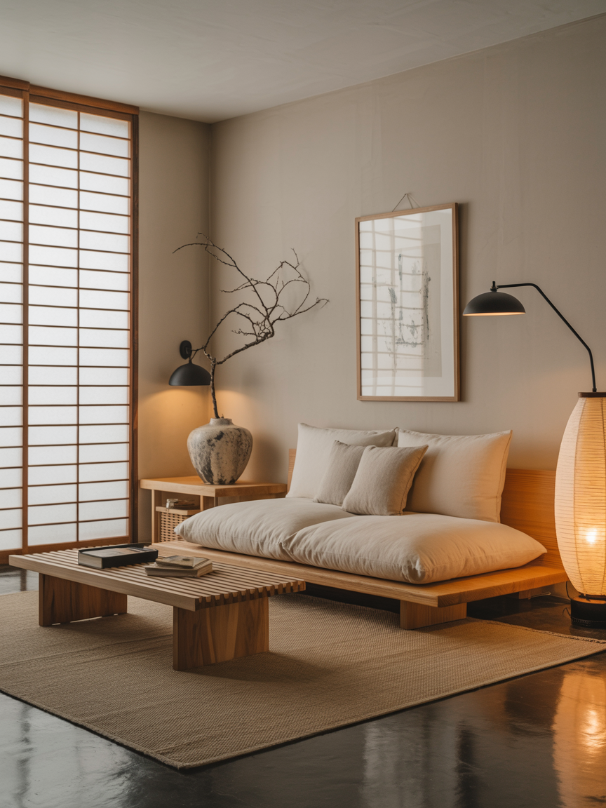 Japandi Calm Corner: Low Profiles, Matte Black, and Zen Neutrals