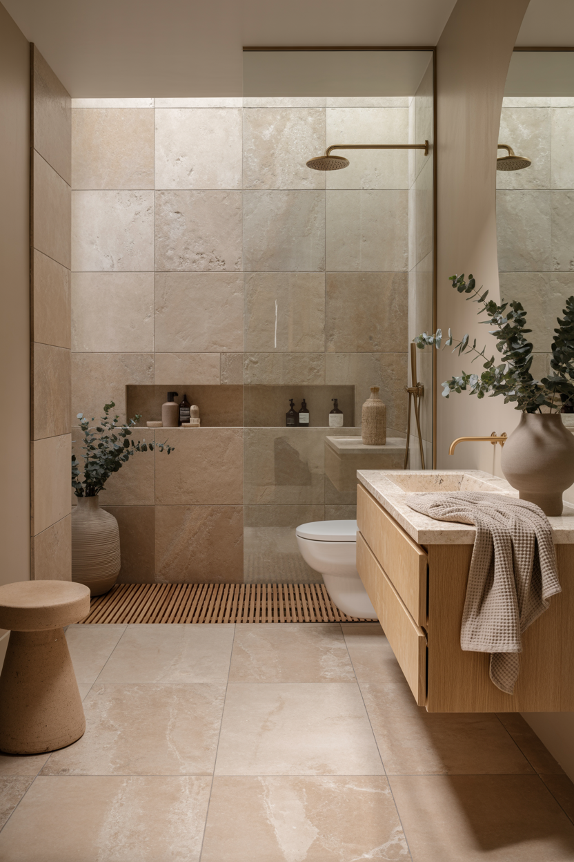 Spa-Serene Neutrals with Natural Stone