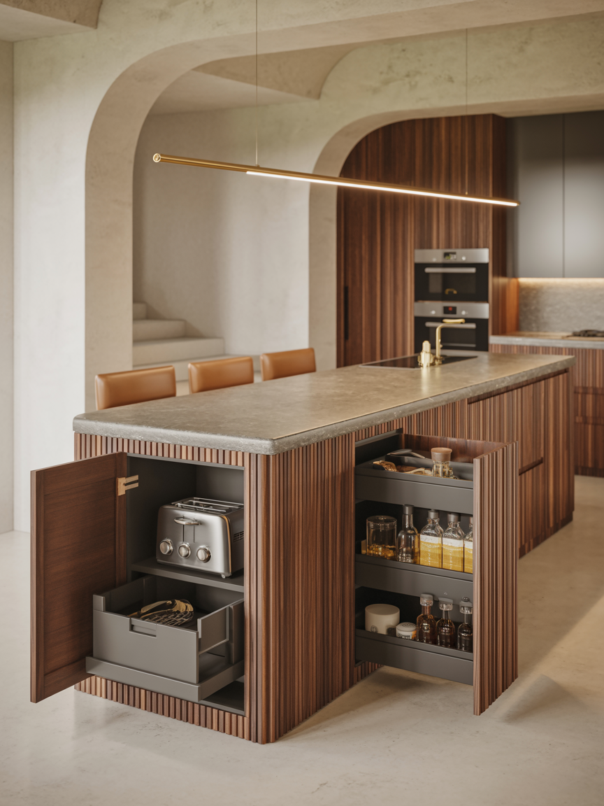 The Hidden-Storage Island With Integrated Appliance Garage