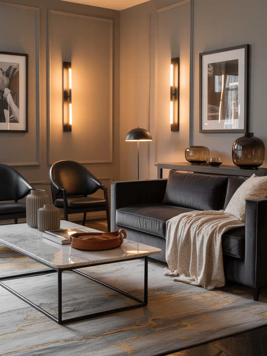 Greige Luxe with Charcoal Accents