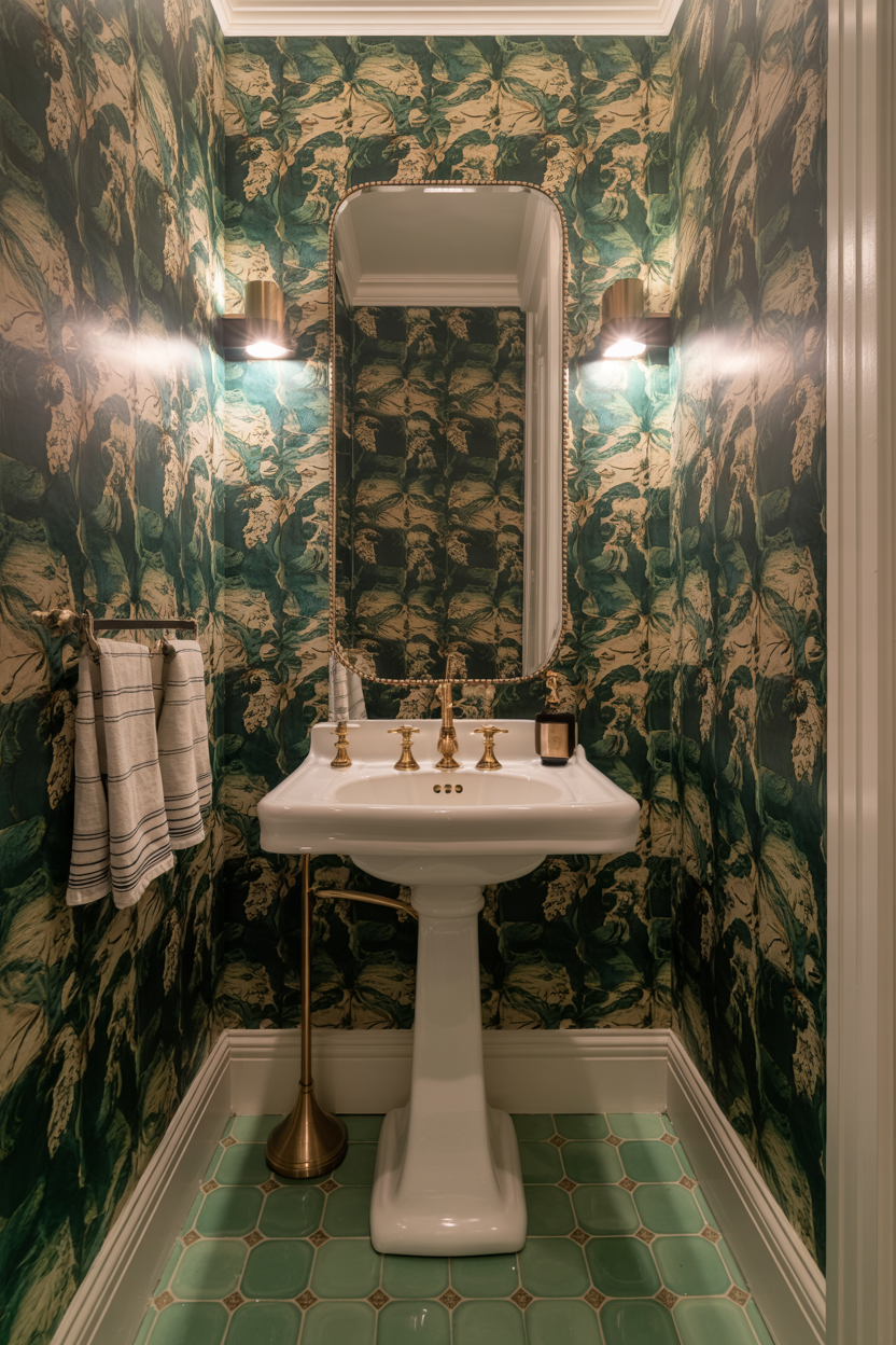 Bold Patterned Powder Room