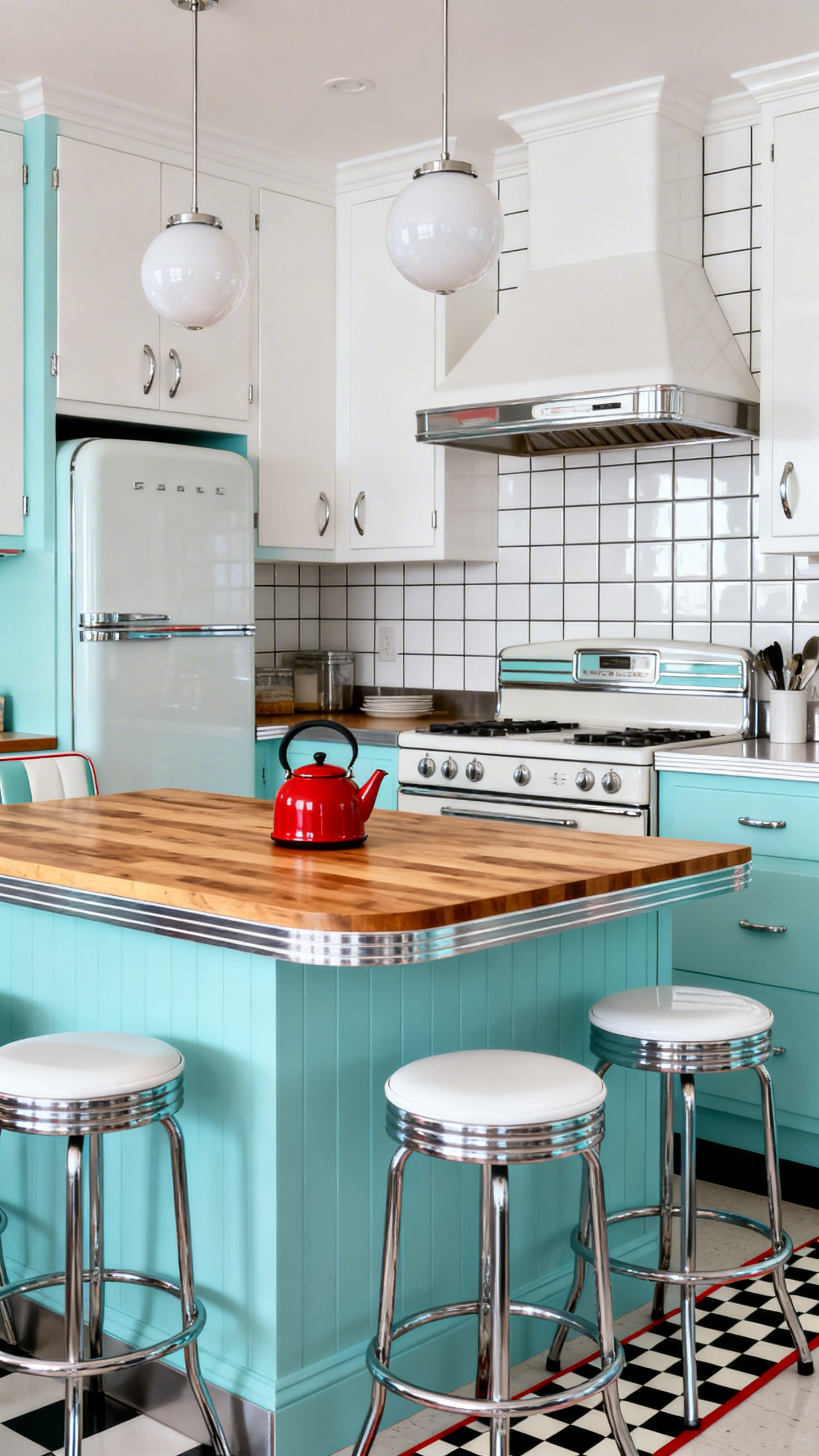 Color-Pop Retro Revival: Mint, Chrome, and Checker Accents
