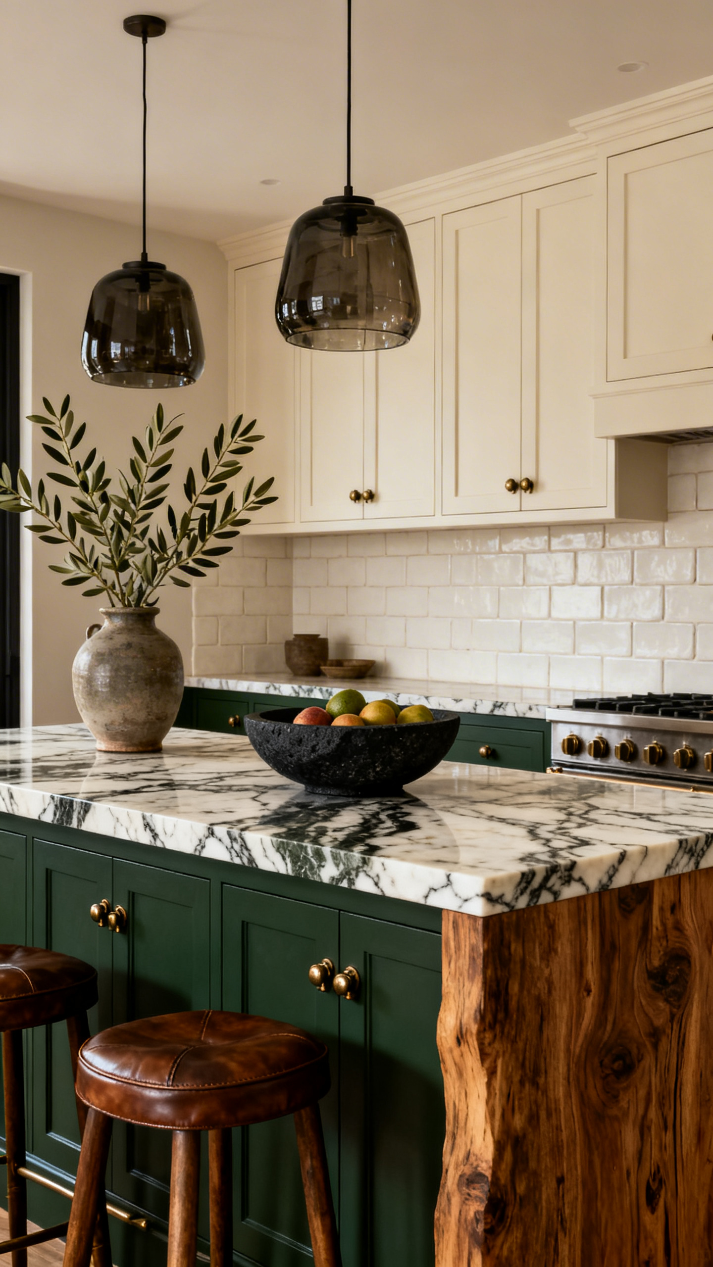 Moody Organic Modern: Forest Green, Veined Stone, and Textured Metals